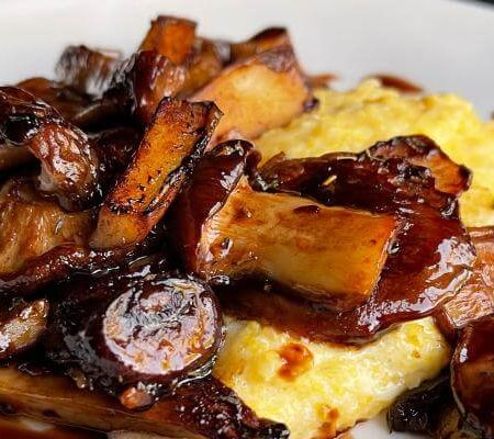 Creamy Polenta with Balsamic Jus and Wild Mushrooms