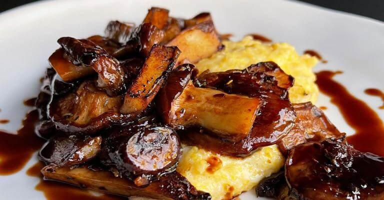 Creamy Polenta with Balsamic Jus and Wild Mushrooms