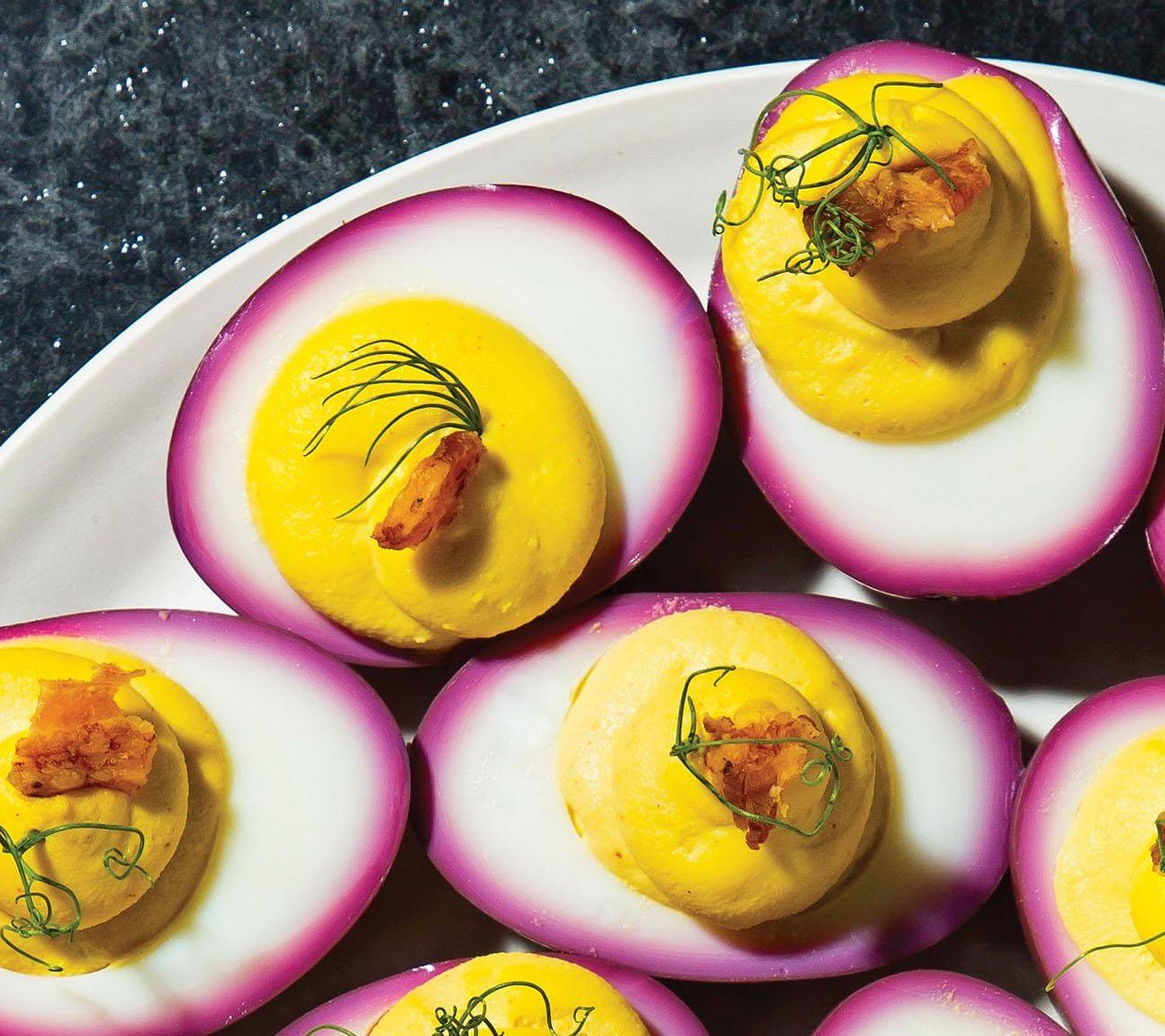 Beet Juice Cryo-Concentrated Deviled Eggs