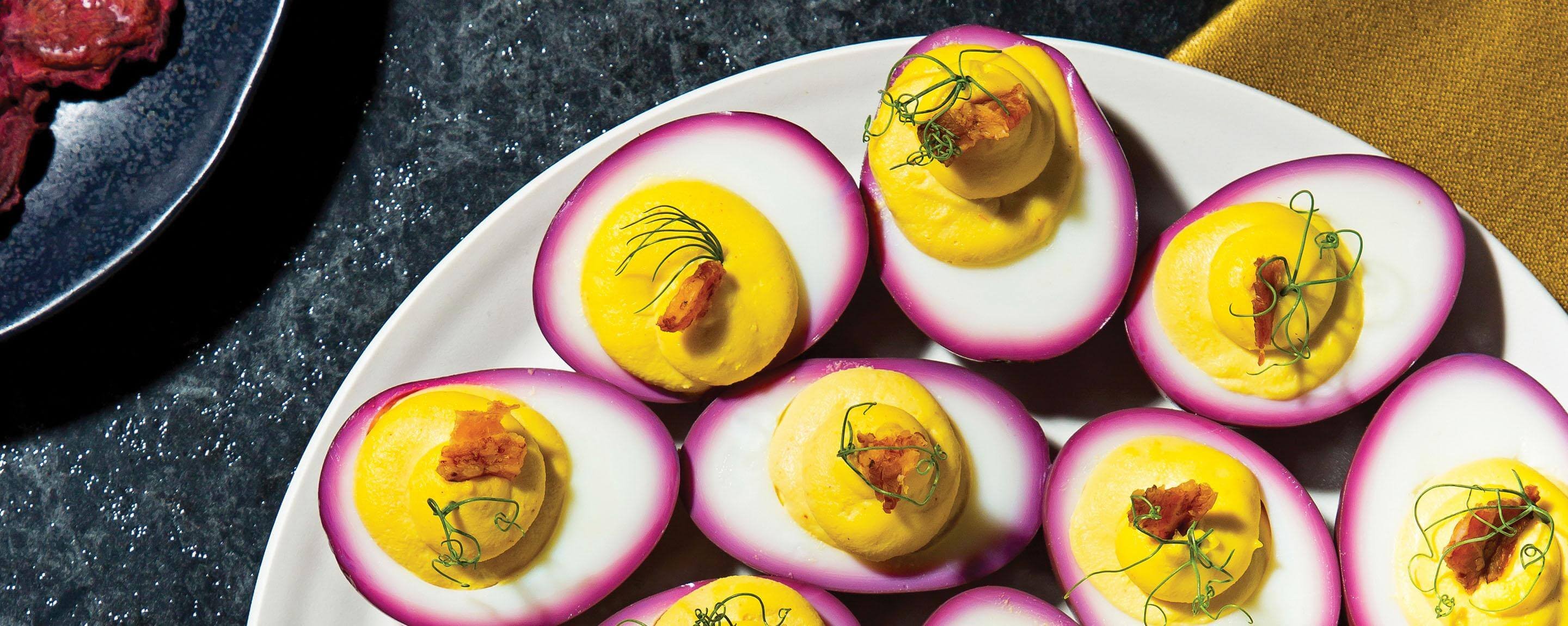 Beet Juice Cryo-Concentrated Deviled Eggs